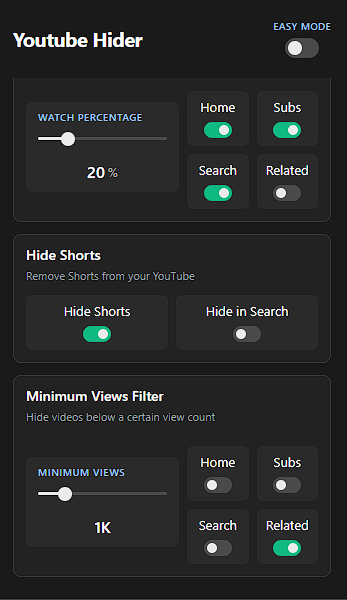 YouTube Hider Full Screenshot